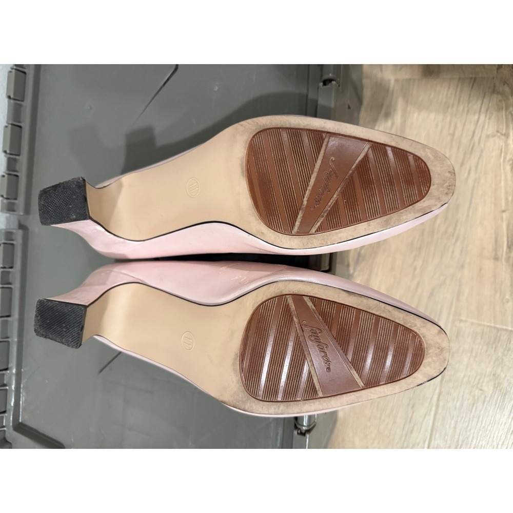 Fanfares Ladies 11 "Rhoda" Pink Color Fabric Square Toe Block Heel Slip-on Pumps - Picture 4 of 4